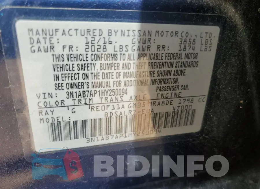 3N1AB7AP1HY250094 Photo# 12