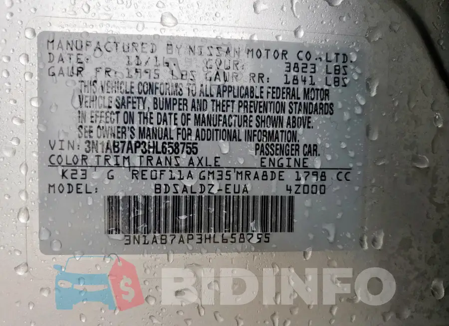 3N1AB7AP3HL658755 Photo# 13