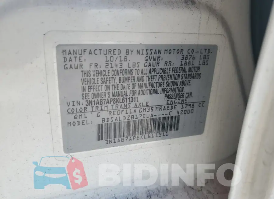 3N1AB7AP8KL611311 Photo# 12