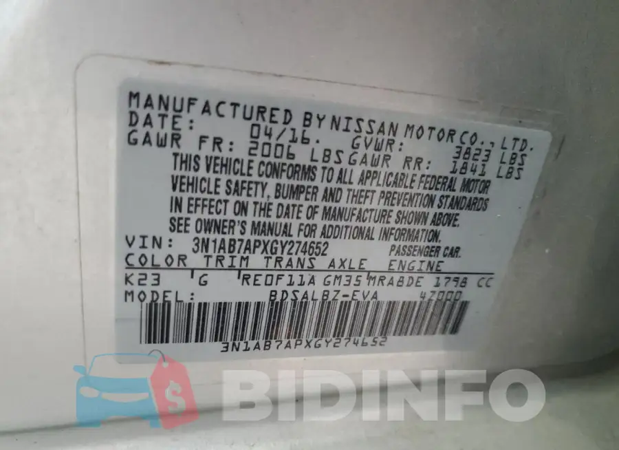 3N1AB7APXGY274652 Photo# 12