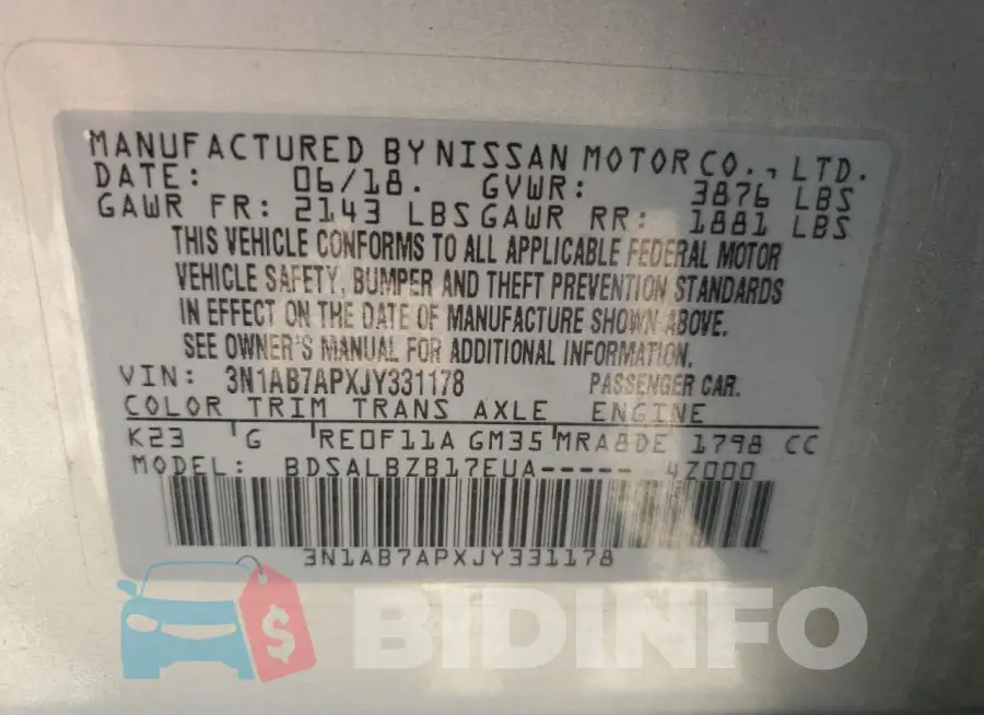 3N1AB7APXJY331178 Photo# 12