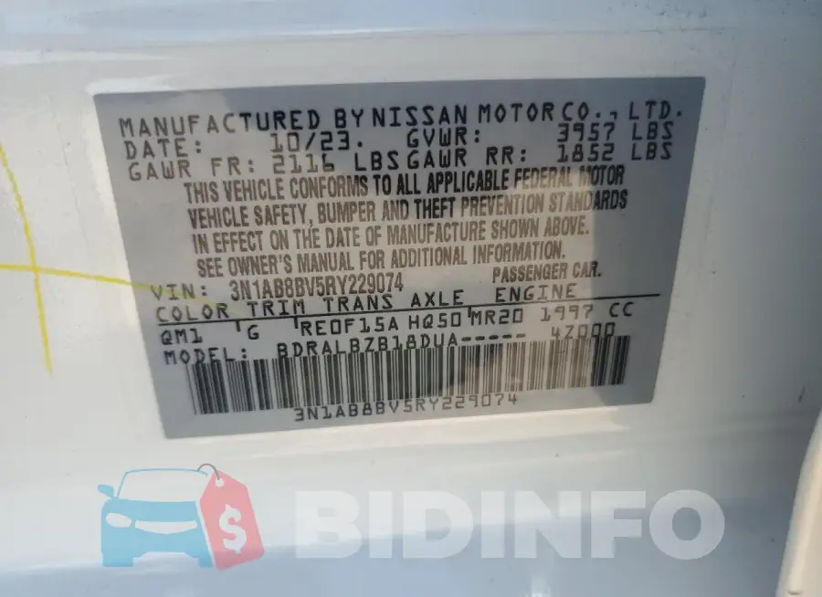 3N1AB8BV5RY229074 Photo# 12