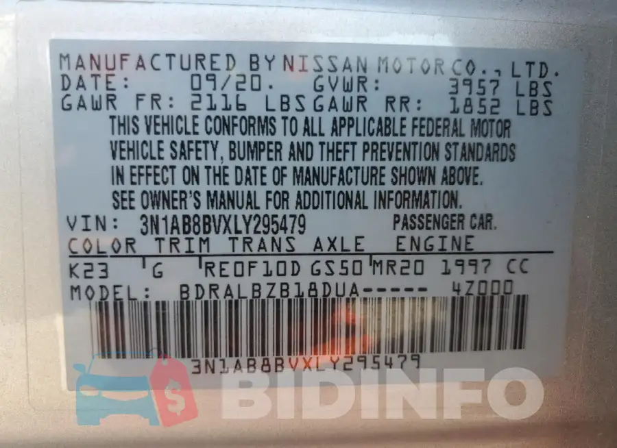 3N1AB8BVXLY295479 Photo# 13