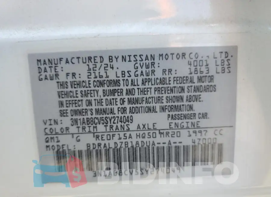 3N1AB8CV5SY274049 Photo# 13