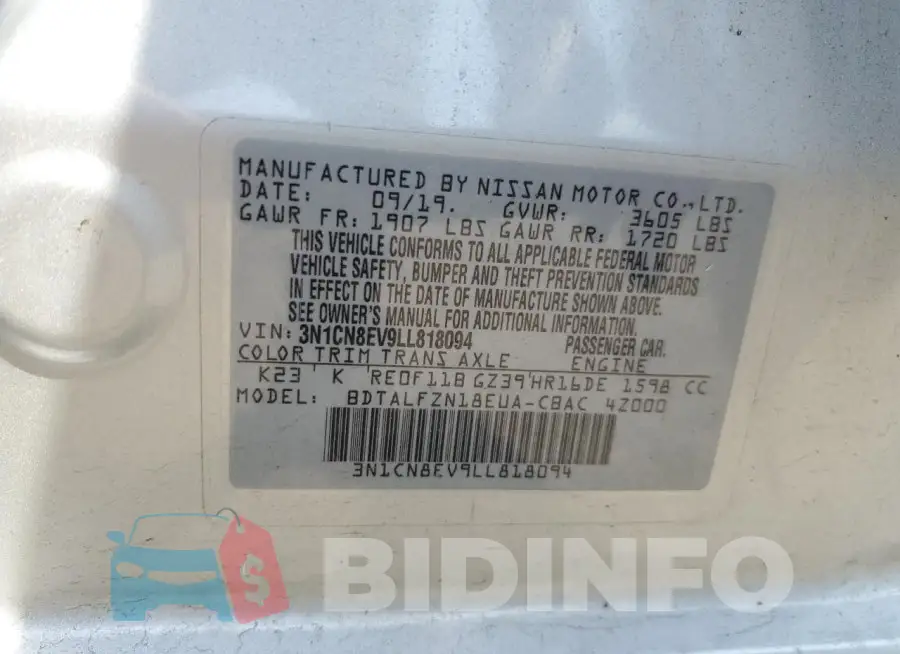 3N1CN8EV9LL818094 Photo# 12