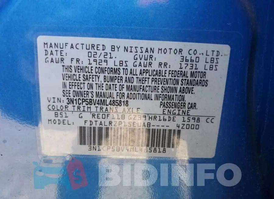 3N1CP5BV4ML485818 Photo# 12