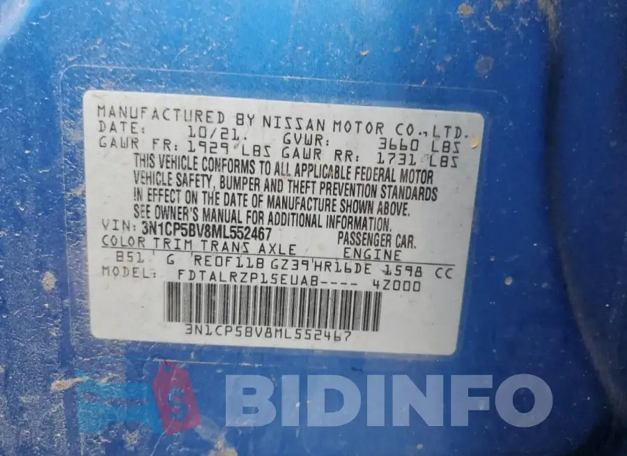 3N1CP5BV8ML552467 Photo# 12