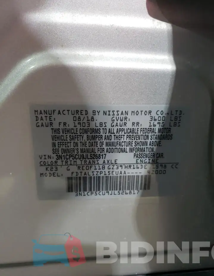 3N1CP5CU9JL526817 Photo# 14