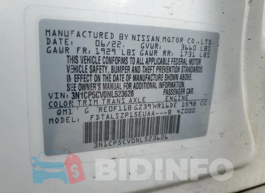 3N1CP5CV0NL523626 Photo# 13