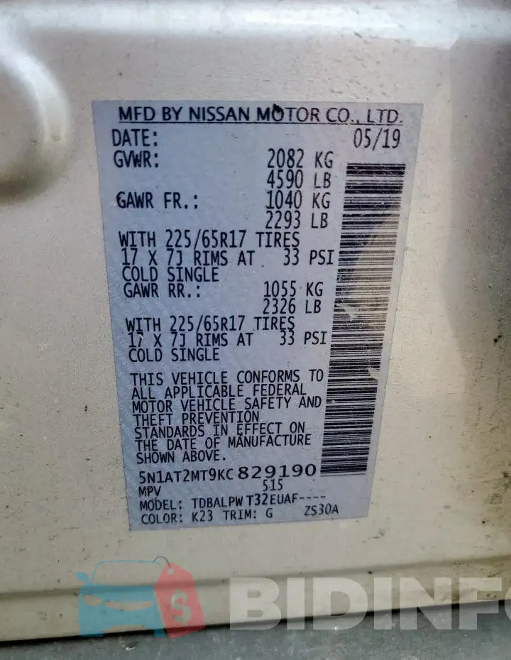 5N1AT2MT9KC829190 Photo# 13