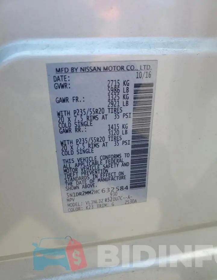 5N1DR2MM2HC632584 Photo# 13