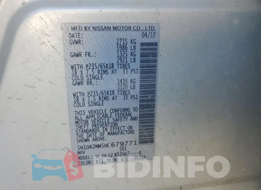 5N1DR2MM5HC679771 Photo# 13
