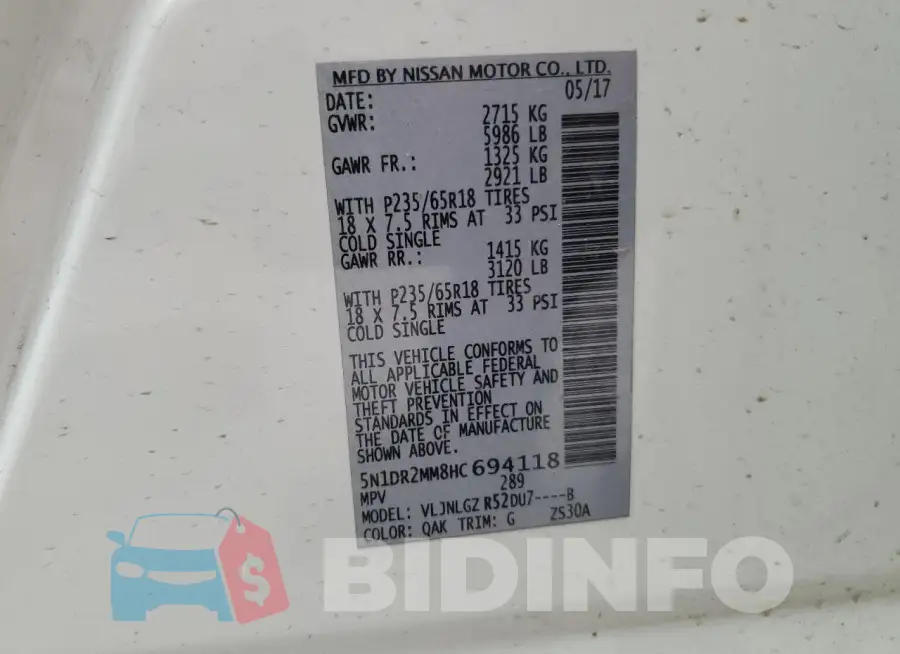 5N1DR2MM8HC694118 Photo# 14