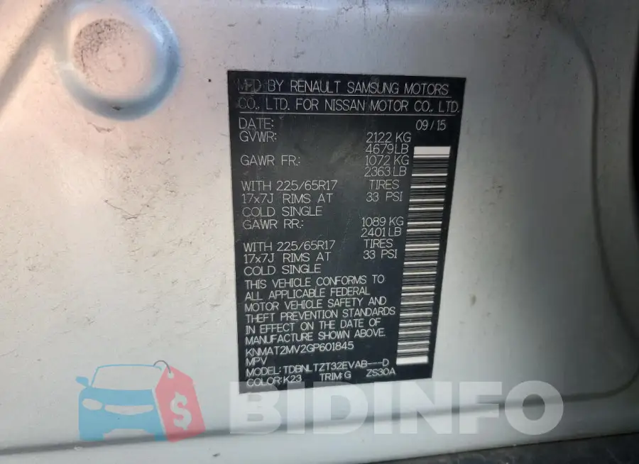 KNMAT2MV2GP601845 Photo# 14