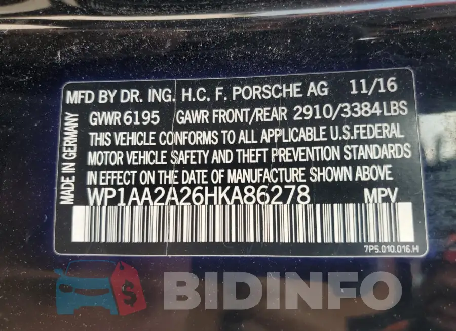 WP1AA2A26HKA86278 Photo# 14