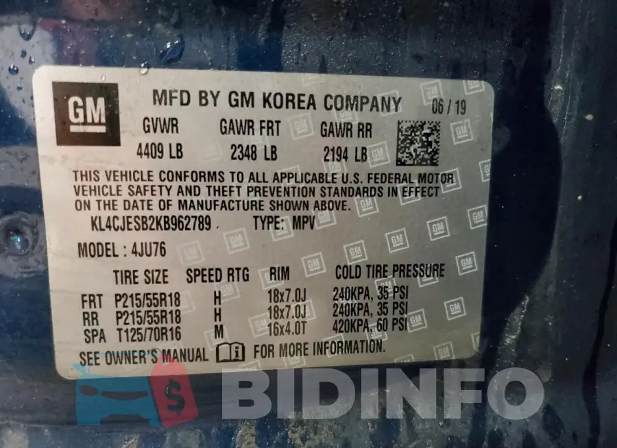 KL4CJESB2KB962789 Photo# 13