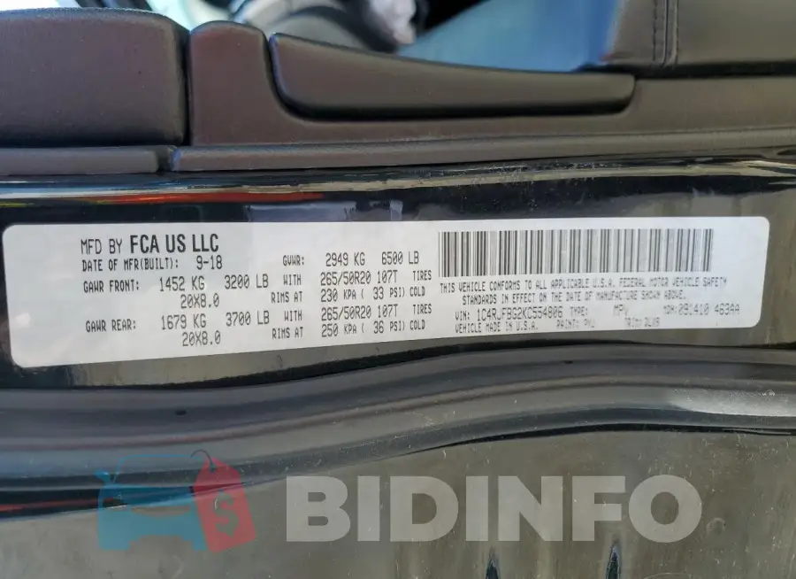 1C4RJFBG2KC554806 Photo# 14