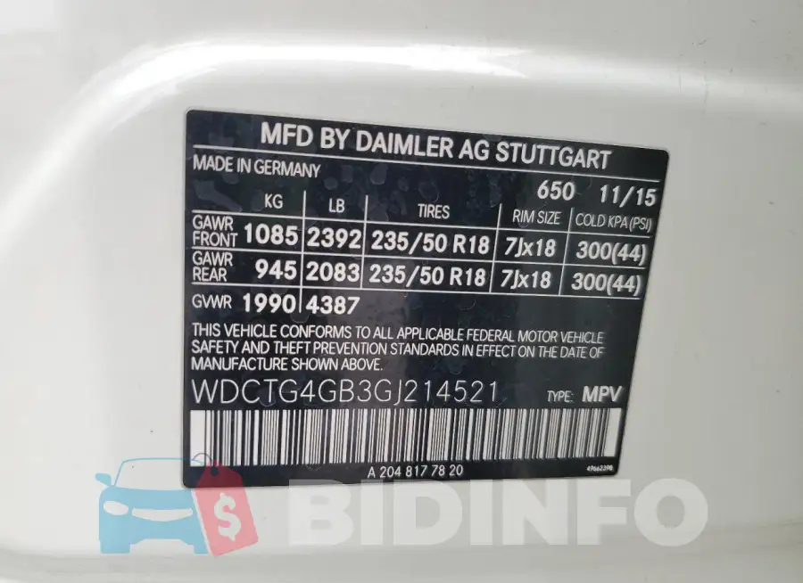 WDCTG4GB3GJ214521 Photo# 14