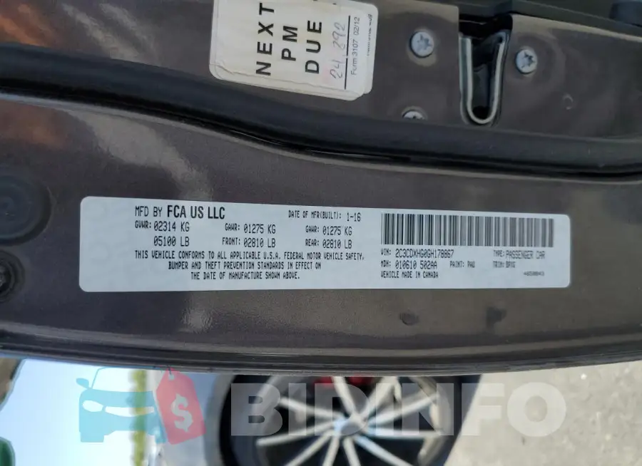 2C3CDXHG0GH178867 Photo# 12