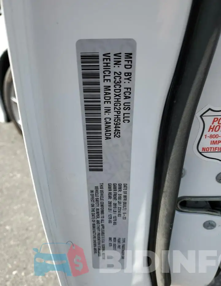 2C3CDXHG2PH594452 Photo# 13