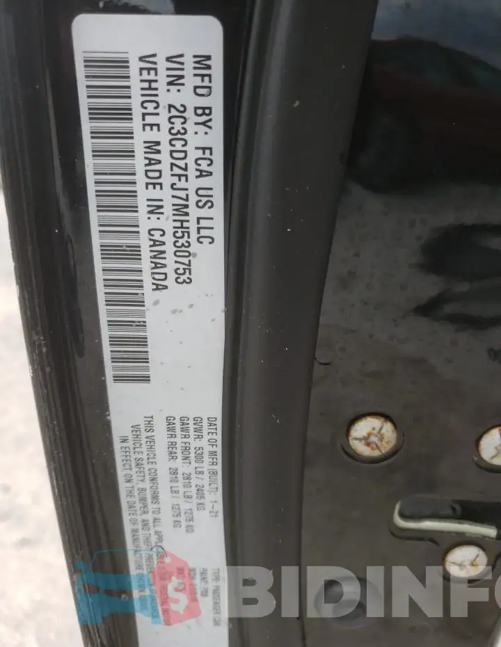 2C3CDZFJ7MH530753 Photo# 13