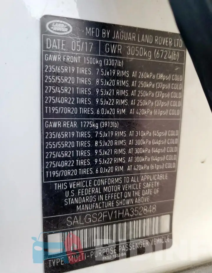 SALGS2FV1HA352848 Photo# 14