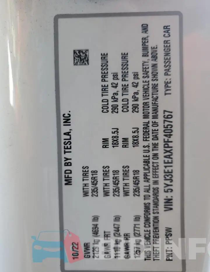 5YJ3E1EAXPF405767 Photo# 13