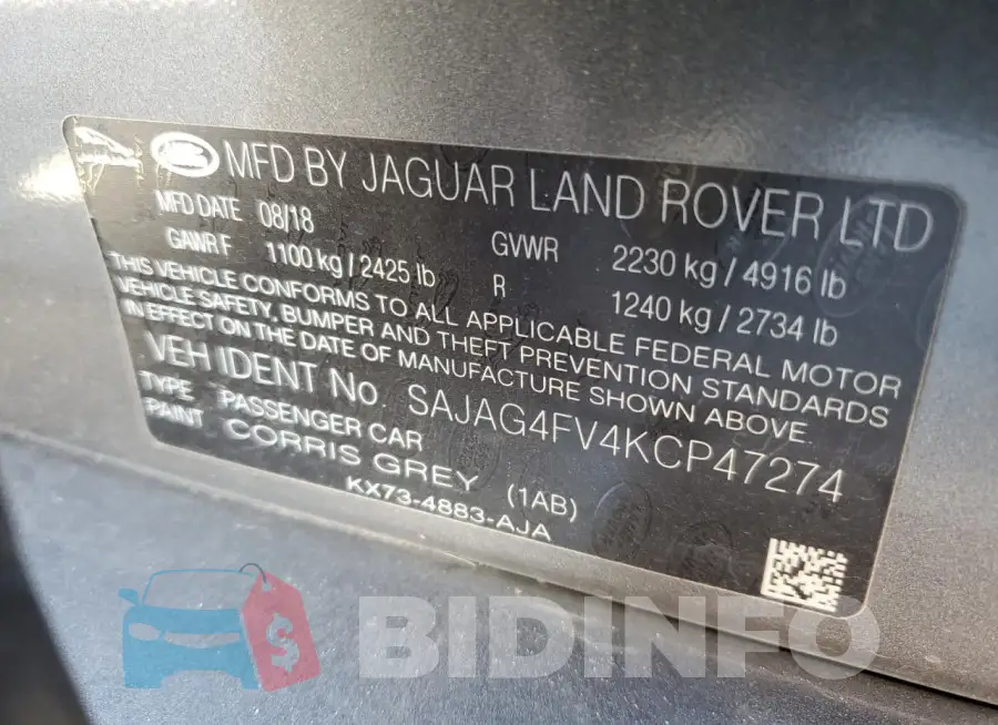SAJAG4FV4KCP47274 Photo# 12