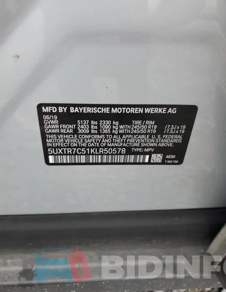 5UXTR7C51KLR50578 Photo# 13