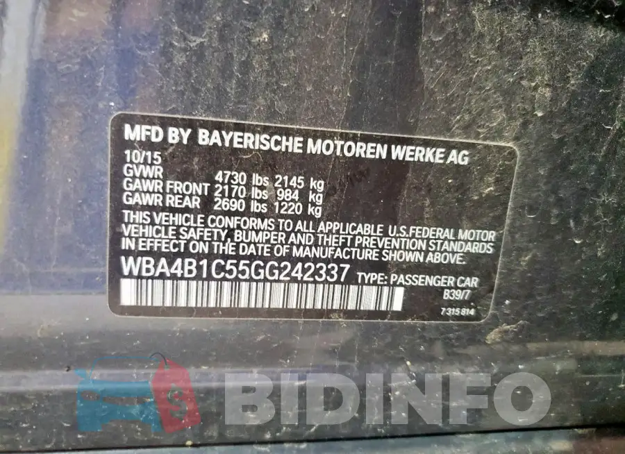 WBA4B1C55GG242337 Photo# 12