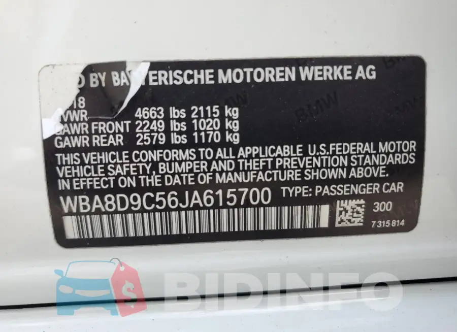 WBA8D9C56JA615700 Photo# 12