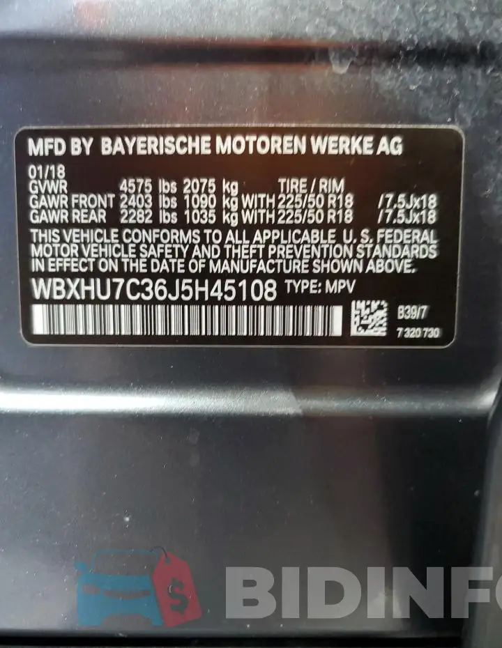 WBXHU7C36J5H45108 Photo# 13