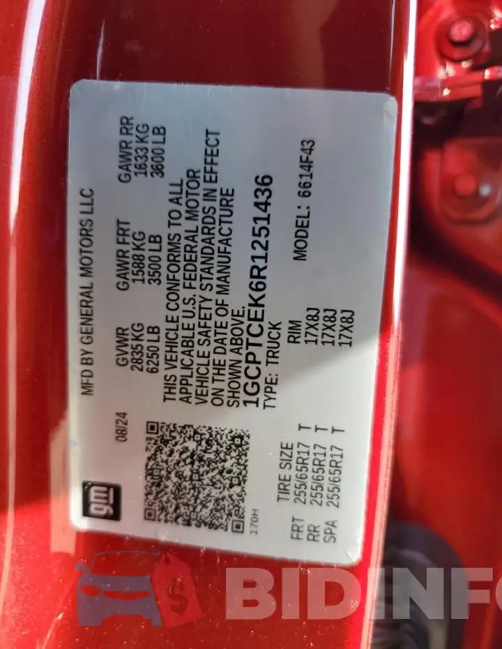 1GCPTCEK6R1251436 Photo# 12