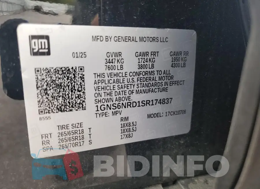 1GNS6NRD1SR174837 Photo# 14