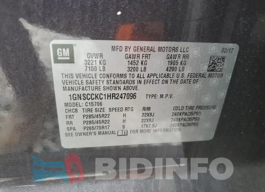 1GNSCCKC1HR247096 Photo# 13
