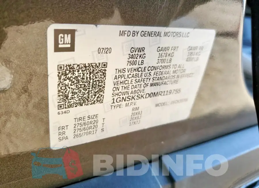 1GNSKSKD0MR119755 Photo# 13