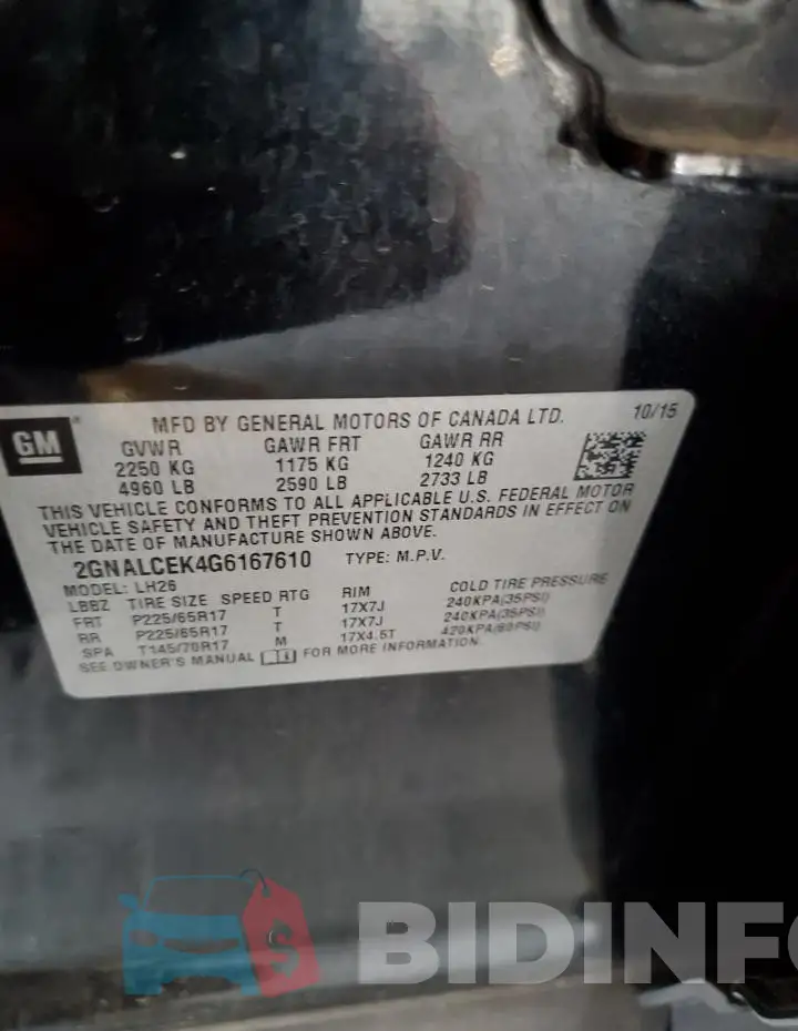2GNALCEK4G6167610 Photo# 14