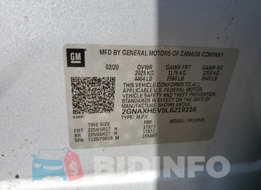 2GNAXHEV5L6219218 Photo# 12