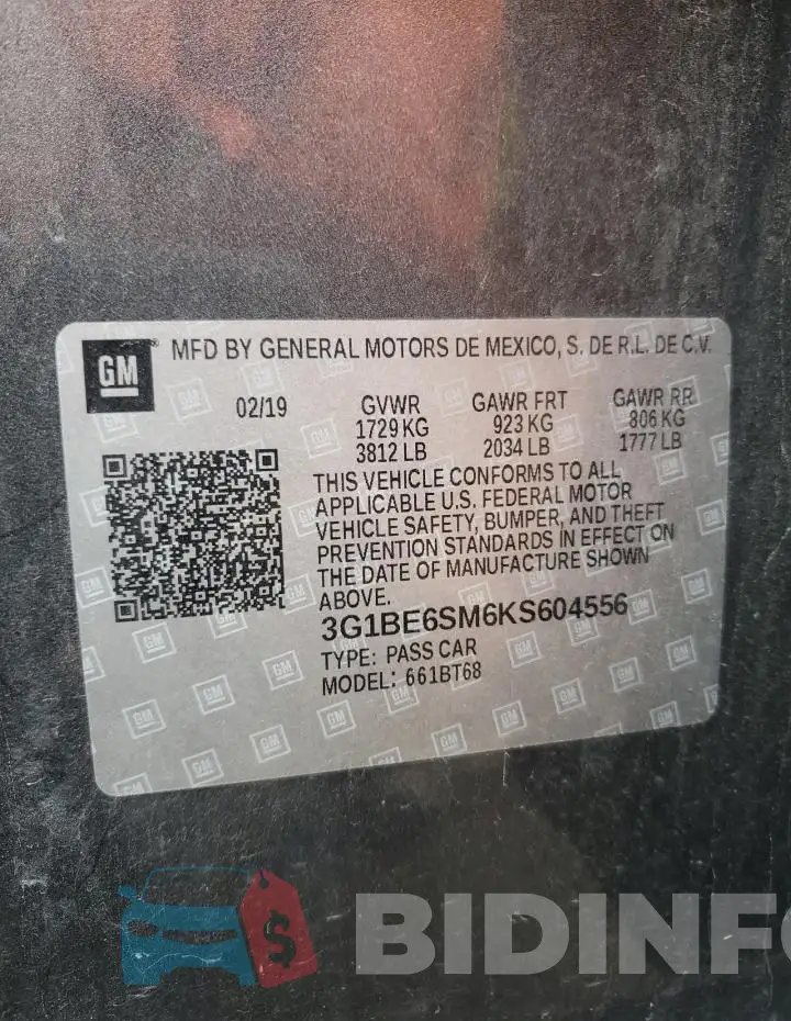 3G1BE6SM6KS604556 Photo# 12