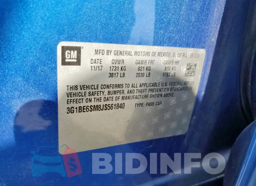 3G1BE6SM8JS561840 Photo# 12