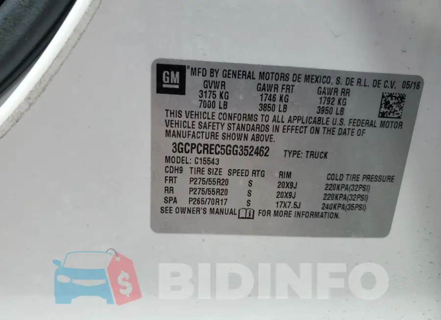 3GCPCREC5GG352462 Photo# 12