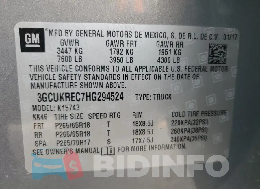 3GCUKREC7HG294524 Photo# 12