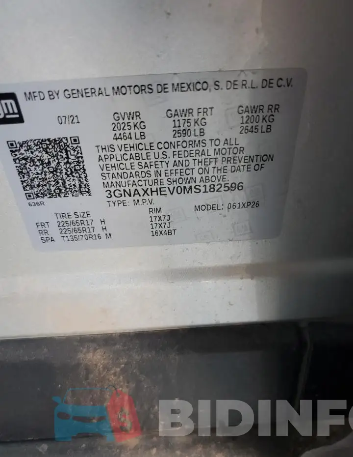 3GNAXHEV0MS182596 Photo# 13