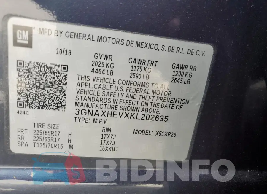 3GNAXHEVXKL202635 Photo# 12