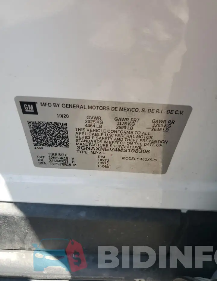 3GNAXNEV4MS108306 Photo# 13