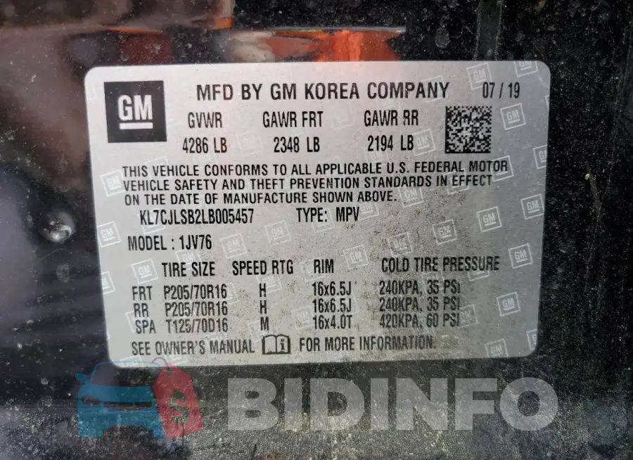 KL7CJLSB2LB005457 Photo# 13