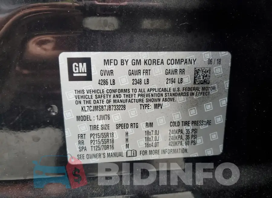 KL7CJMSB7JB733228 Photo# 13