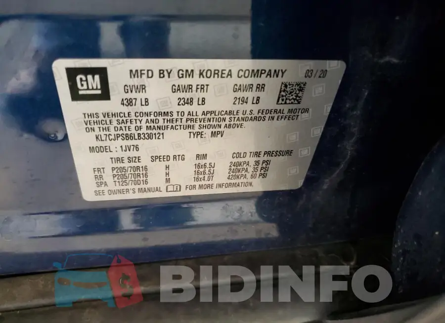 KL7CJPSB6LB330121 Photo# 13