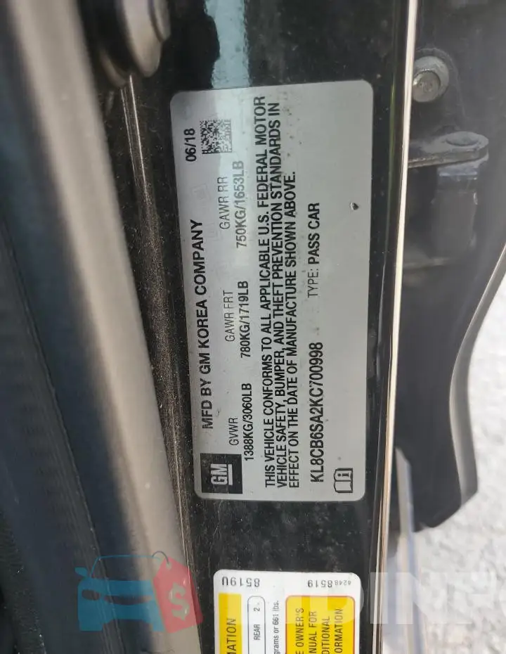 KL8CB6SA2KC700998 Photo# 14