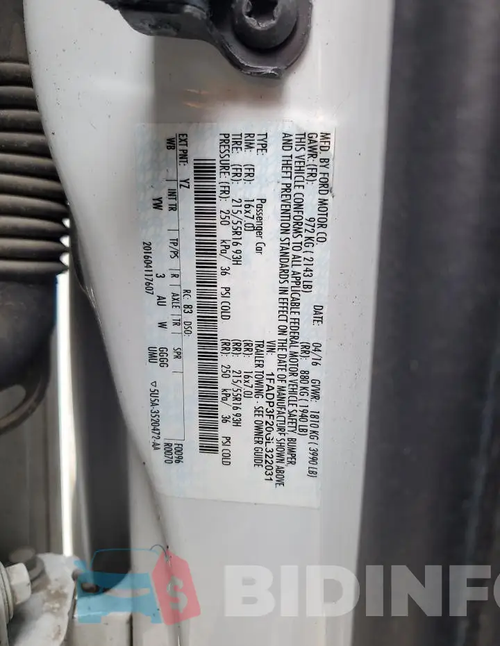 1FADP3F20GL322031 Photo# 12